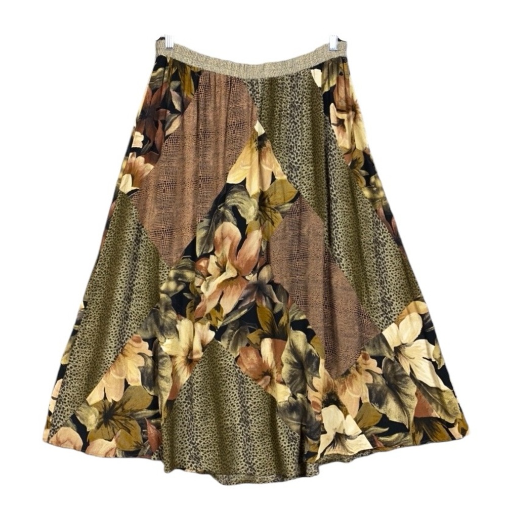 Carole Little Boho Skirt Womens Size 16W Patchwork Floral Animal Print - Picture 2 of 5